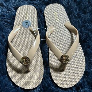 Michael Kors Beige Flip Flops with Logo